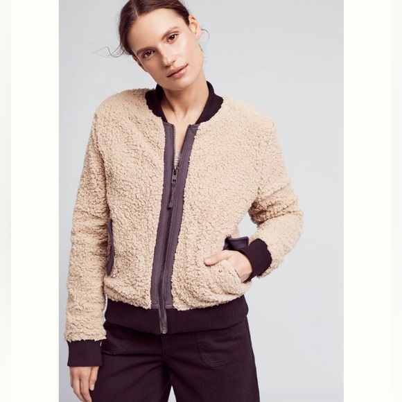Anthropologie | Marrakech Sherpa Bomber Jacket Size M - Picture 6 of 7
